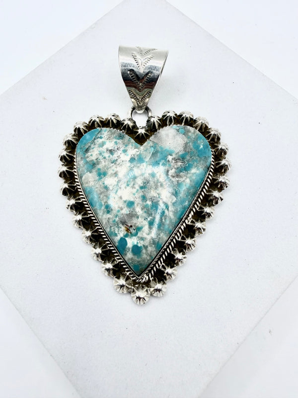 DRY CREEK TURQUOISE SS STATEMENT HEART PENDANT 3" (ELW 52)