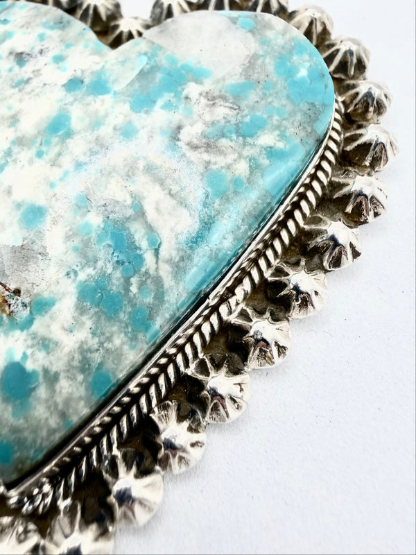 DRY CREEK TURQUOISE SS STATEMENT HEART PENDANT 3" (ELW 52)