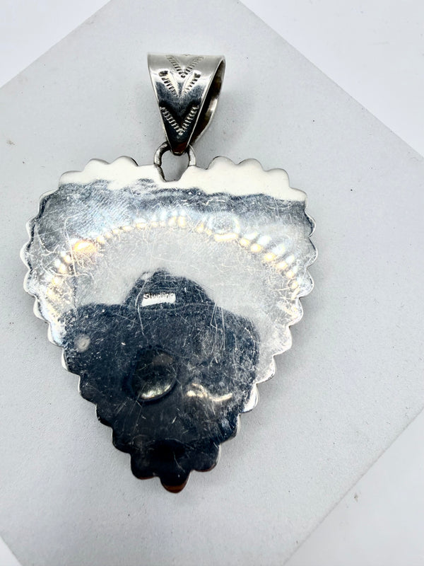DRY CREEK TURQUOISE SS STATEMENT HEART PENDANT 3" (ELW 52)