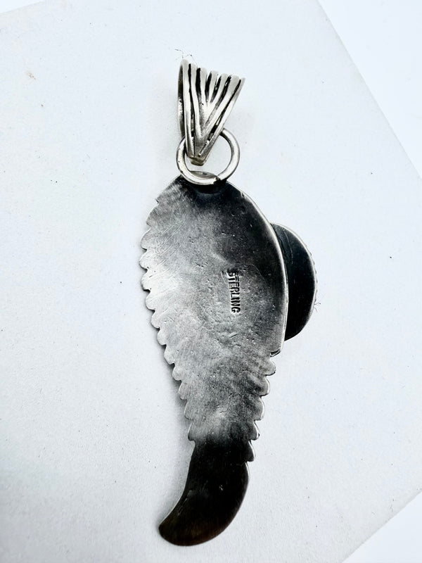 ORANGE SPINY OYSTER SS FEATHER PENDANT 2.5" (ELW 53)