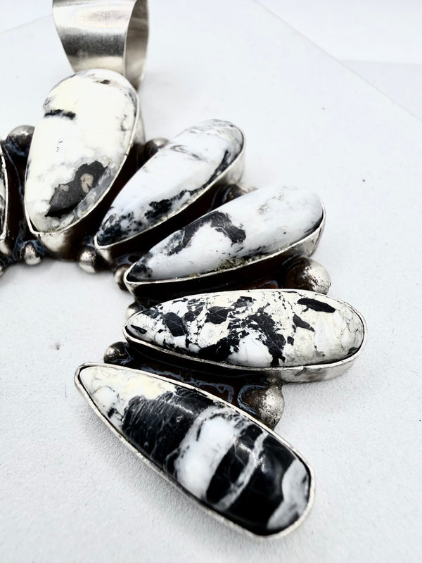 ROBERT SHAKEY NATIVE HANDMADE WHITE BUFFALO TURQUOISE NAJA PENDANT 2.5x2.5" (ELW 58)