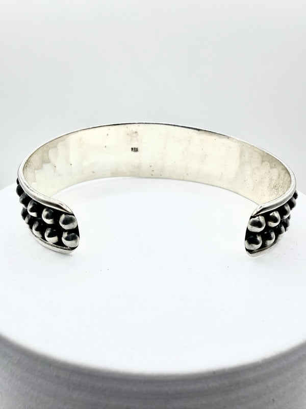 STERLING SILVER PEARLS ADJUSTABLE VINTAGE CUFF (ELW 73)
