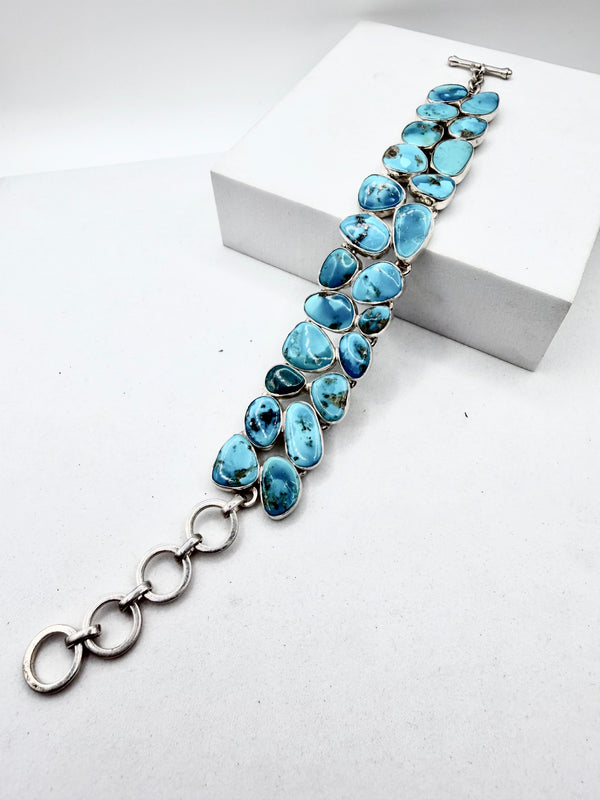 CAMPITOS TURQUOISE & STERLING SILVER MEGA SS BRACELET 6-8.5" (ELW 75)