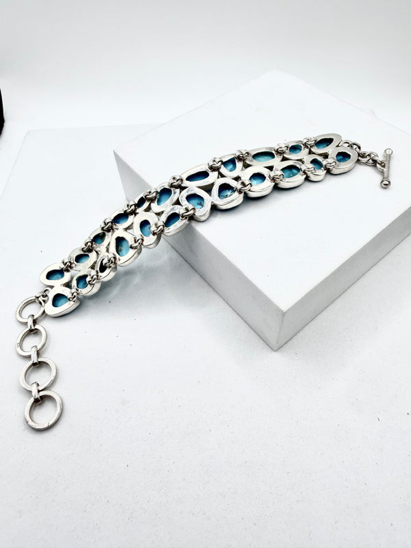 CAMPITOS TURQUOISE & STERLING SILVER MEGA SS BRACELET 6-8.5" (ELW 75)