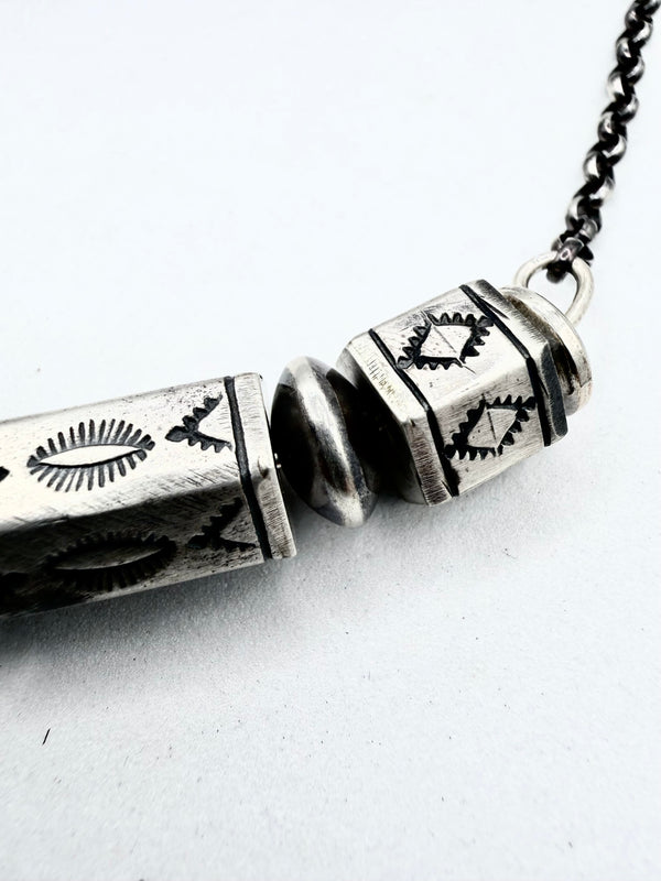 HAROLD TAHE NATIVE HANDMADE BARREL BEAD ADJUSTABLE NECKLACE 21" (ELW 77)