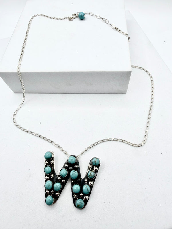 KINGMAN TURQUOISE "WARRIOR" PAPERCLIP ADJUSTABLE NECKLACE 18" (ELW 81)