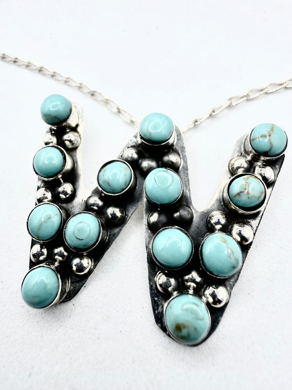 KINGMAN TURQUOISE "WARRIOR" PAPERCLIP ADJUSTABLE NECKLACE 18" (ELW 81)