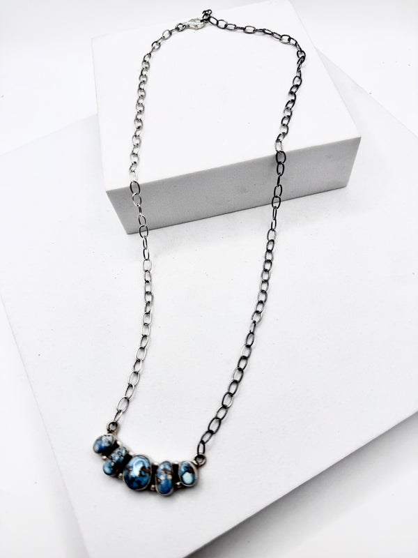 GOLDEN HILLS TURQUOISE HALF CLUSTER ADJUSTABLE NECKLACE 20" (ELW 82)