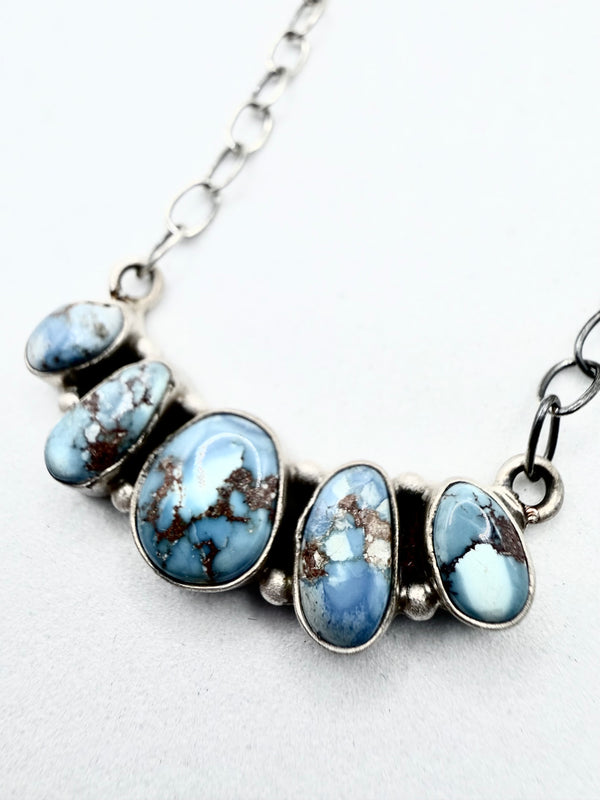 GOLDEN HILLS TURQUOISE HALF CLUSTER ADJUSTABLE NECKLACE 20" (ELW 82)