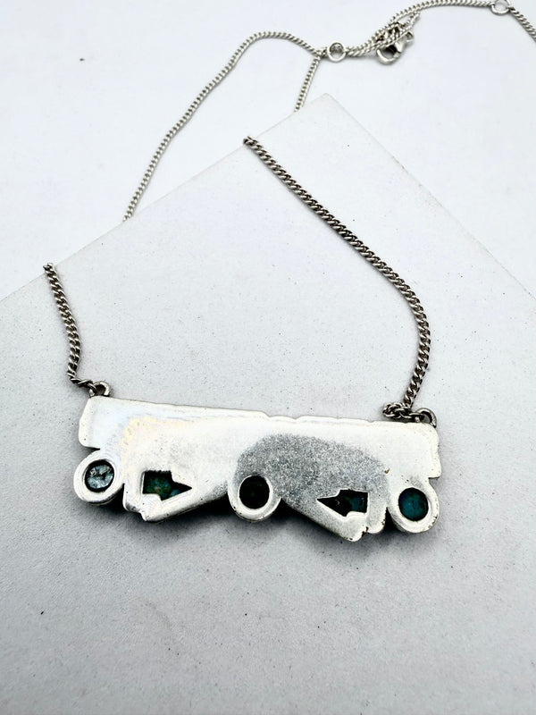 KINGMAN TURQUOISE "STAY WEIRD" ADJUSTABLE SS NECKLACE 16-22" (ELW 91)