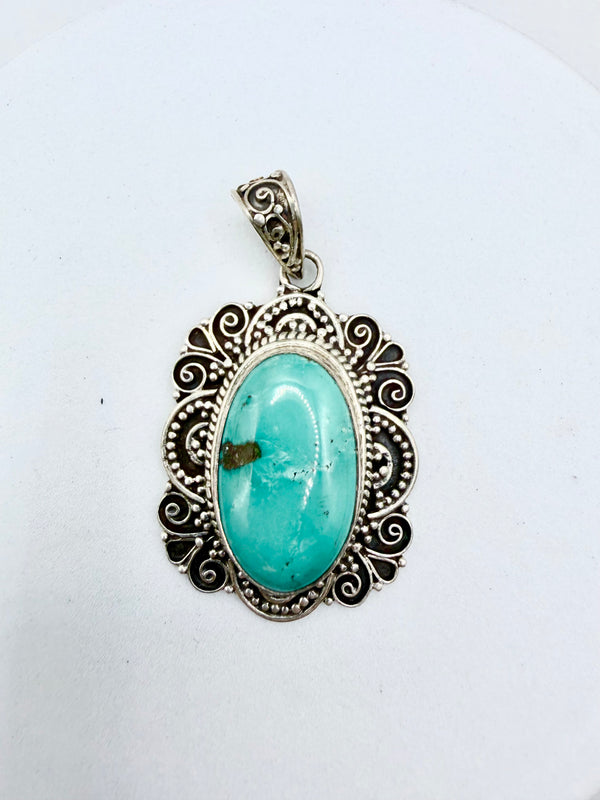 CARICO LAKE STERLING SILVER PENDANT 2" (JD 106)