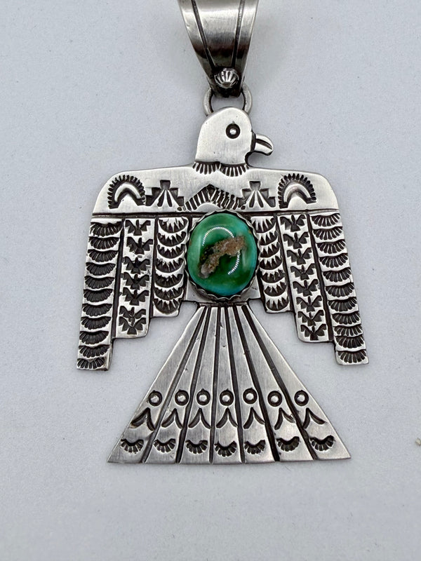 LEROY JAMES SONORAN GOLD TURUQOISE THUNDERBIRD PENDANT 2.5" (MM 21)