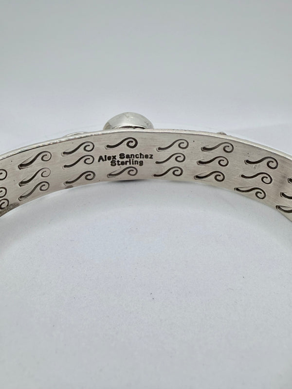 ALEX SANCHEZ NATIVE HANDMADE SONORAN GOLD TURQUOISE ADJUSTABLE CUFF (MW 490)