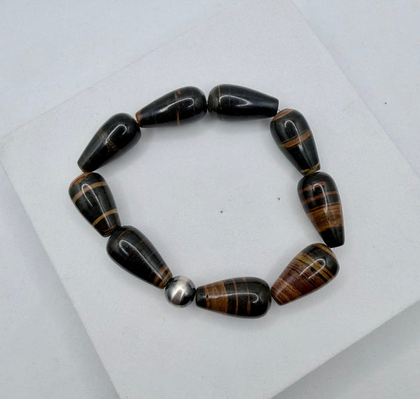 BULL'S EYE SINGLE NAVAJO PEARL STRETCH BRACELET (MW 483)