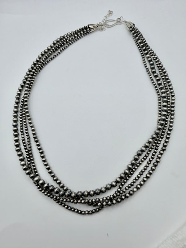 MULTI STRAND NAVAJO PEARLS (3-4-5MM) HANDSTRUNG NECKLACE 20-23"(MW 485)