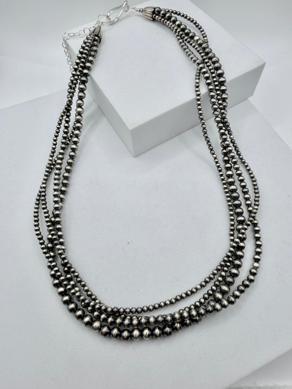 MULTI STRAND NAVAJO PEARLS (3-4-5MM) HANDSTRUNG NECKLACE 20-23"(MW 485)