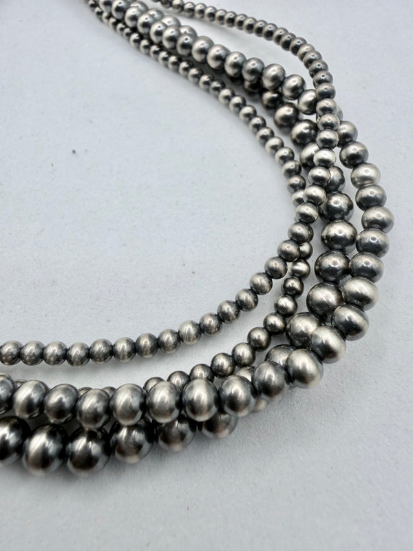 MULTI STRAND NAVAJO PEARLS (3-4-5MM) HANDSTRUNG NECKLACE 20-23"(MW 485)