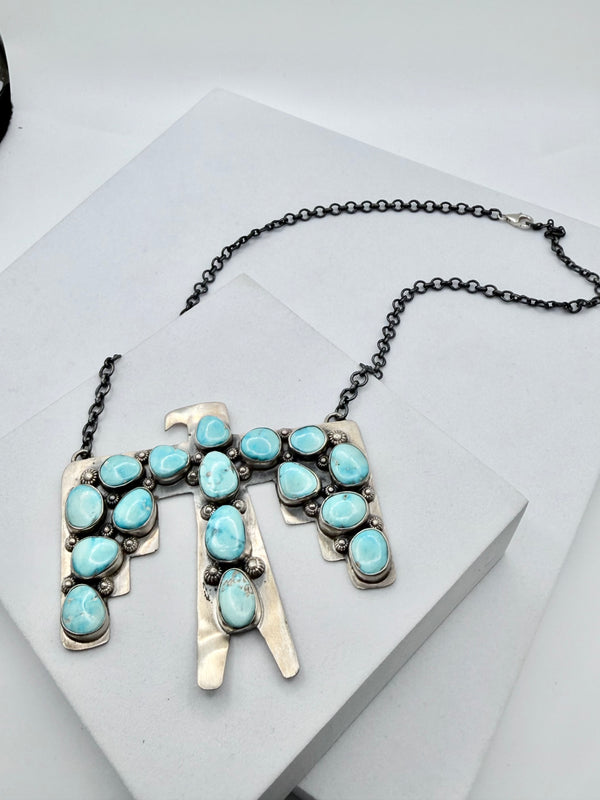 MASSIVE DEAL! DESERT SKIES BLUE RIDGE TURQUOISE THUNDERBIRD NECKLACE (MM 34)