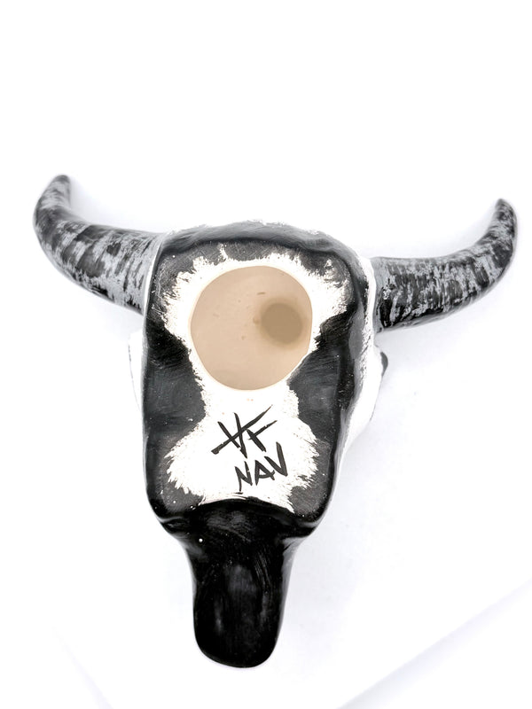 VICTORIA TSOSIE NATIVE HANDMADE HAND-PAINTED LONGHORN SKULL DECOR (LA 49)