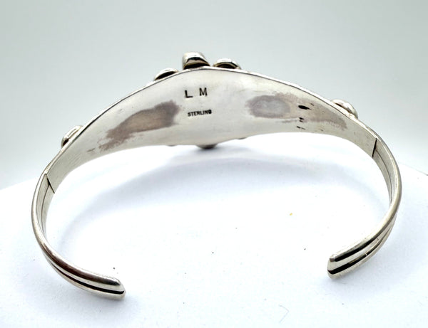 LARRY MCCORK NATIVE HANDMADE KINGMAN & CORAL ADJUSTABLE CUFF (LA 51)