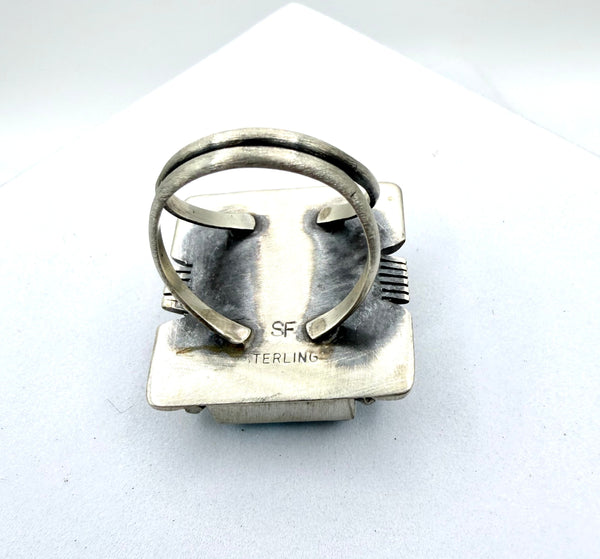 CHUNKY MINE 8 TURQUOISE STEVE FRANCISCO STATEMENT NATIVE HANDMADE RING SIZE 8  (LA 53)