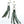 Load image into Gallery viewer, KINGMAN TURQUOISE CLUSTER FLOWER POST BACK SS EARRINGS WITH FACETED ROYSTON TURQUOISE TASSELS 5" (FP 1)
