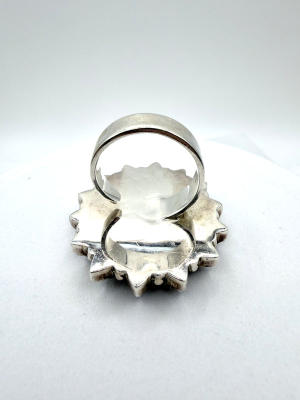 PURPLE MOHAVE & KINGMAN TURQUOISE CLUSTER ADJUSTABLE STERLING SILVER RING (FP 3)