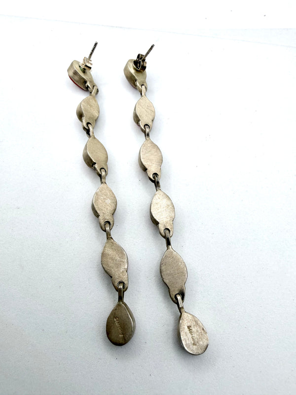 RED SPINY OYSTER LONG POST BACK EARRINGS (FP 6)