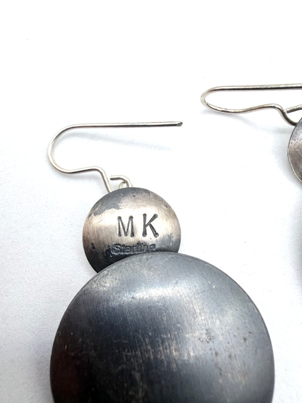 MARIETTA KELLYWOOD NATIVE HANDMADE FLAT PEARLS FISHHOOK EARRINGS 4" (FP 7)