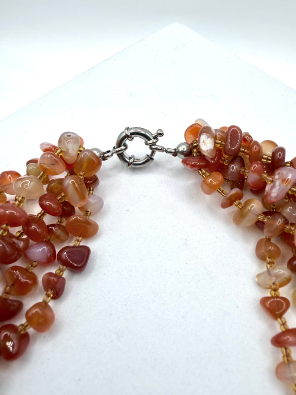 MULTI STRAND FIRE AGATE STATEMENT NECKLACE 22" (FP 12)