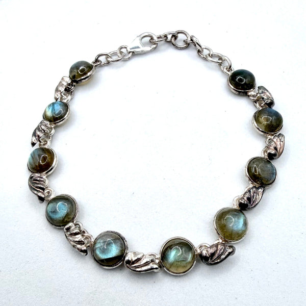 LABRADORITE STERLING SILVER WINGS BRACELET 7-8" (TC 14)