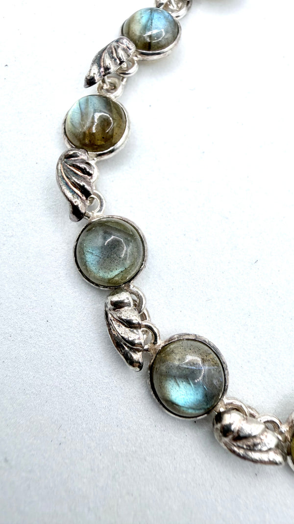 LABRADORITE STERLING SILVER WINGS BRACELET 7-8" (TC 14)