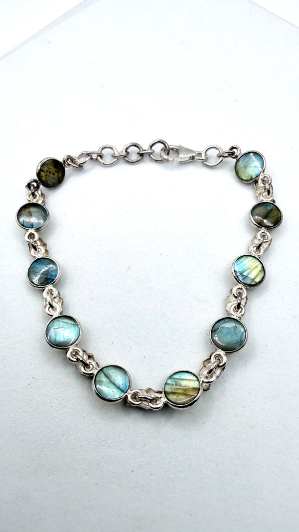 LABRADORITE STERLING SILVER WINGS BRACELET 7-8" (TC 14)