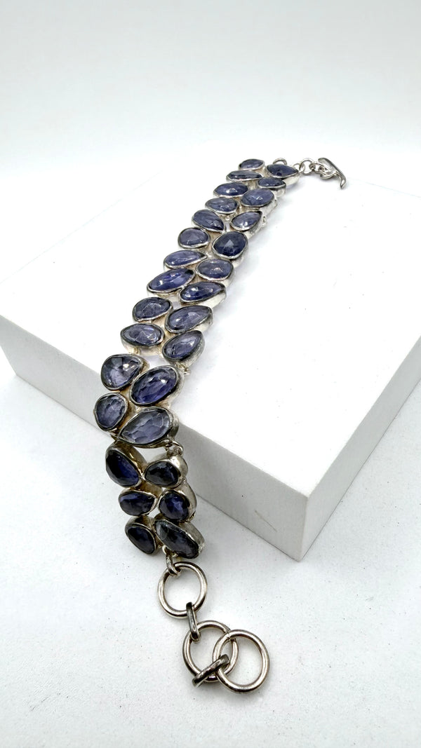 FACETED TANZANITE STERLING SILVER MEGA TOGGLE BRACELET 6-7.5" (TC 16)