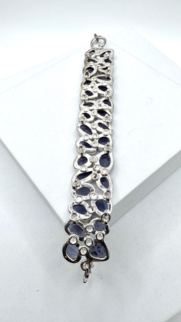 FACETED TANZANITE STERLING SILVER MEGA TOGGLE BRACELET 6-7.5" (TC 16)