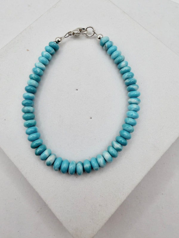 DOMINICAN LARIMAR BEADED BRACELET 7" (LA 60)