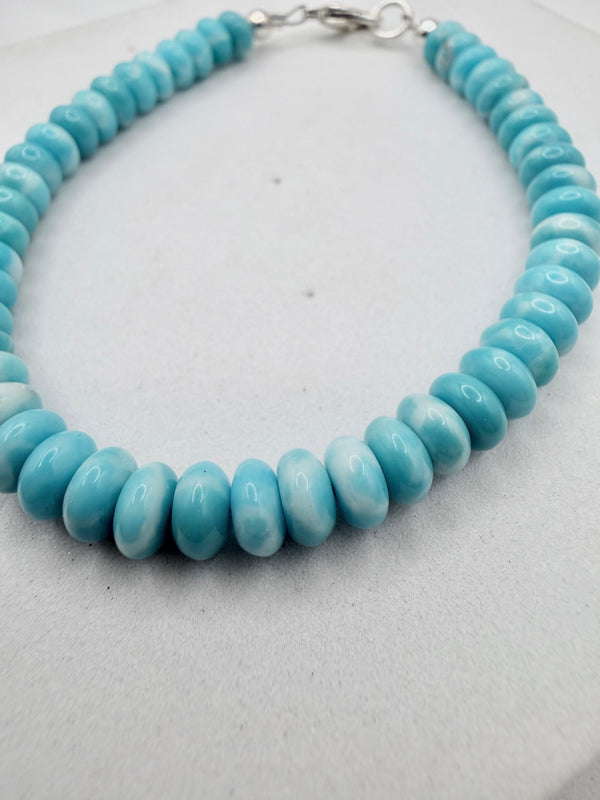 DOMINICAN LARIMAR BEADED BRACELET 7" (LA 60)