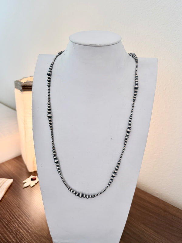 NATIVE HANDSTRUNG 3-8MM GRADUATED NAVAJO PEARLS NECKLACE 35" (JR 195)