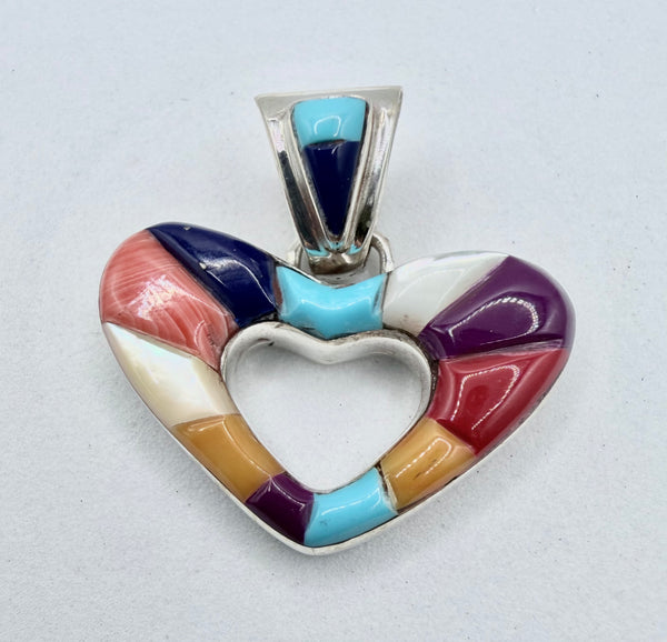 MULTISTONES INLAY HEART PENDANT (JR 168)