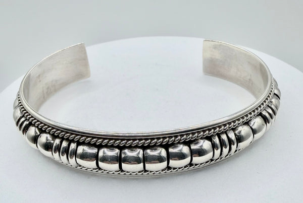 TOM CHARLEY NATIVE HANDMADE ALL STERLING SILVER ADJUSTABLE CUFF (JR 174)