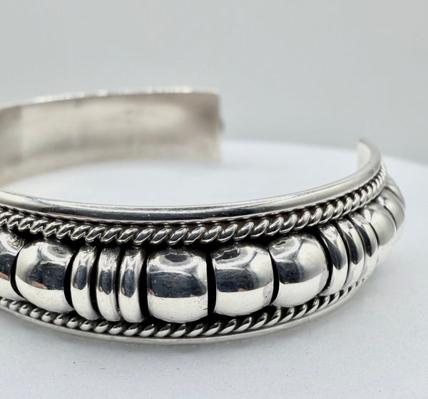 TOM CHARLEY NATIVE HANDMADE ALL STERLING SILVER ADJUSTABLE CUFF (JR 174)