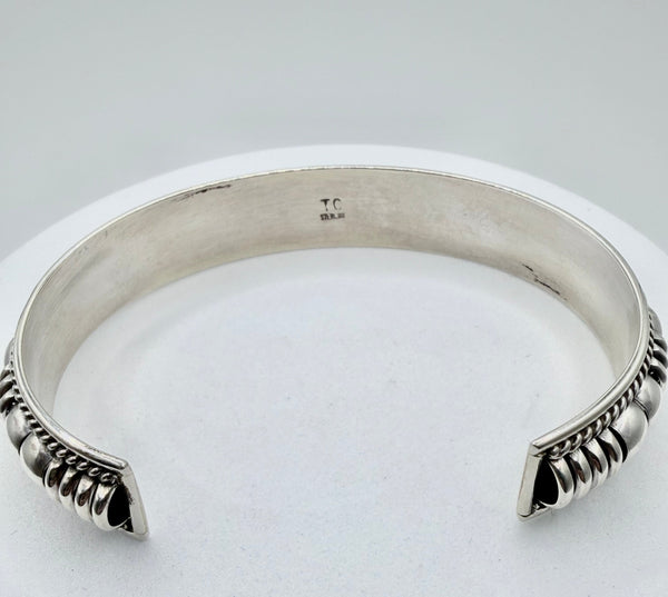 TOM CHARLEY NATIVE HANDMADE ALL STERLING SILVER ADJUSTABLE CUFF (JR 174)