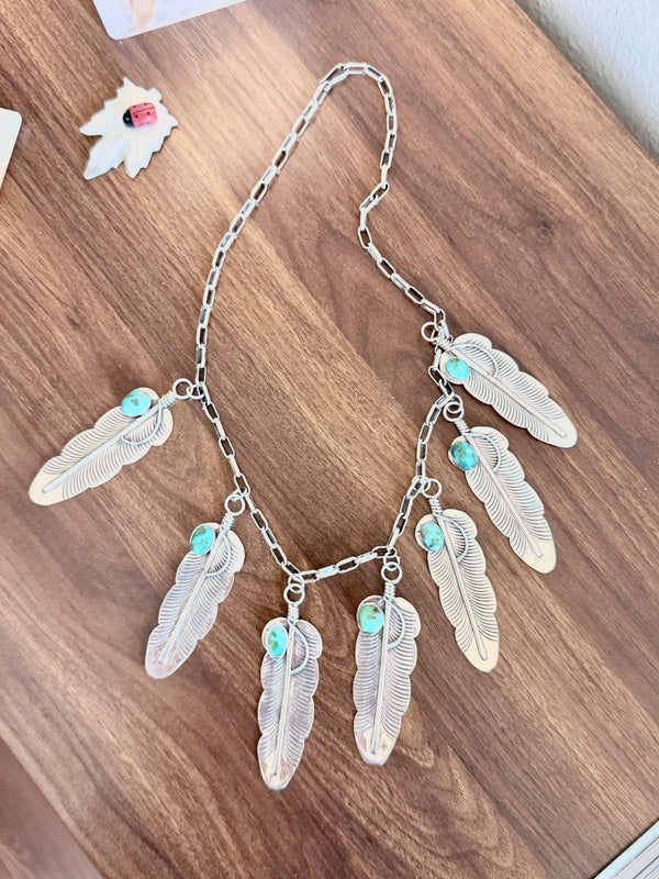 ZIA NATIVE HANDMADE SONORAN GOLD TURQUOISE NECKLACE (JR 181)