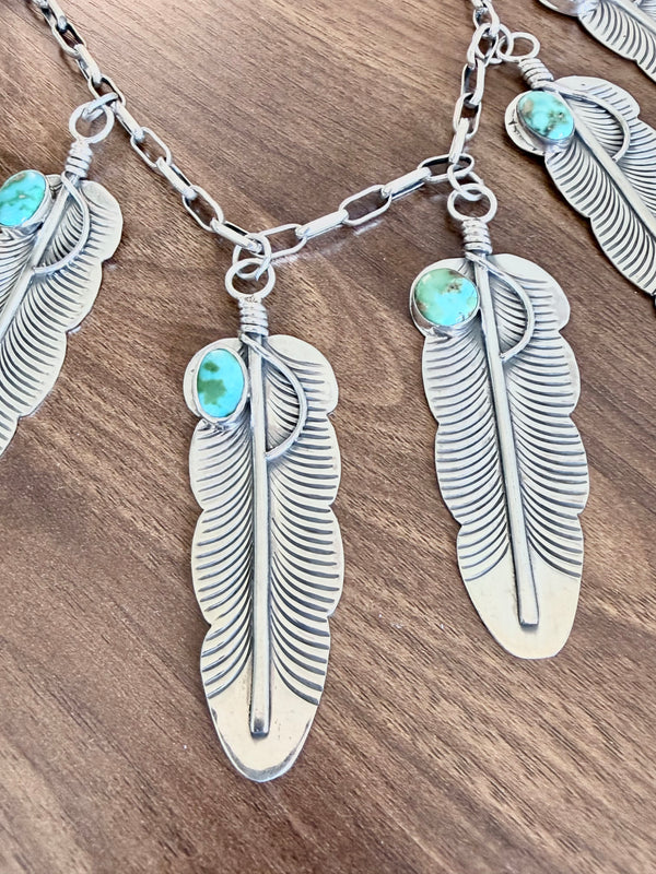 ZIA NATIVE HANDMADE SONORAN GOLD TURQUOISE NECKLACE (JR 181)