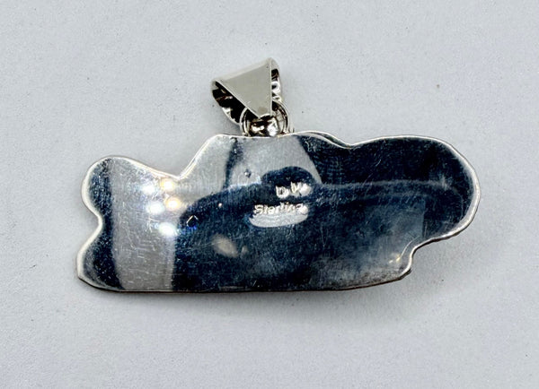 DEBRA WACONDA NATIVE HANDMADE SLEEPING BEAUTY TURQUOISE HORSE PENDANT 2X1" (JR 183)