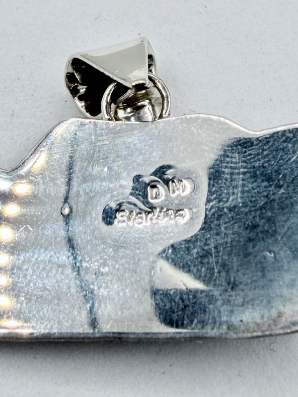 DEBRA WACONDA NATIVE HANDMADE SLEEPING BEAUTY TURQUOISE HORSE PENDANT 2X1" (JR 183)
