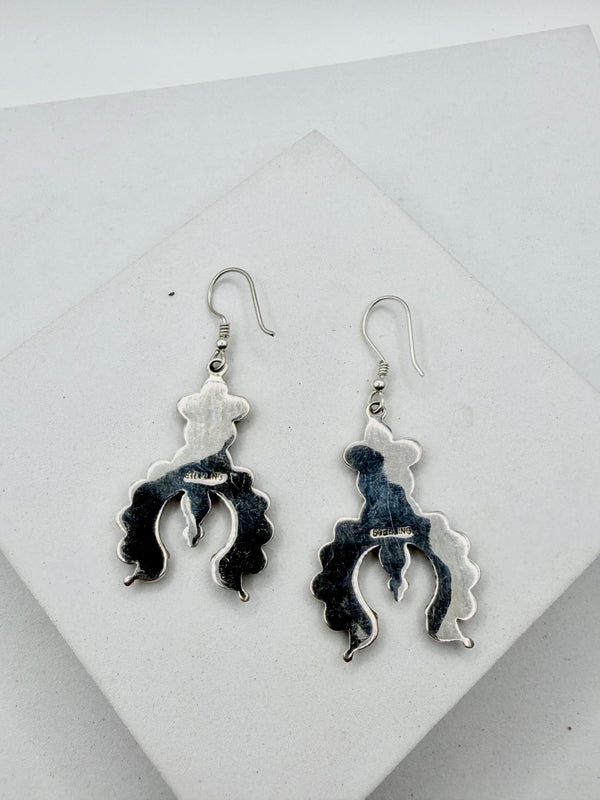SLEEPING BEAUTY TURQUOISE NAJA FISHHOOK EARRINGS 2.5" (JR 184)