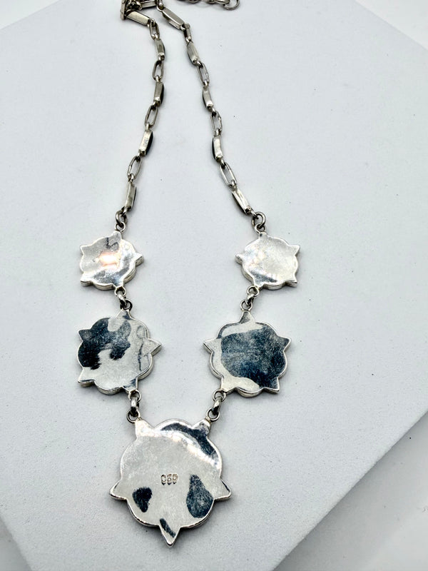 MULTISTONES INLAY ABALONE SHELL ADJUSTABLE NECKLACE 18-20" (JR 167)