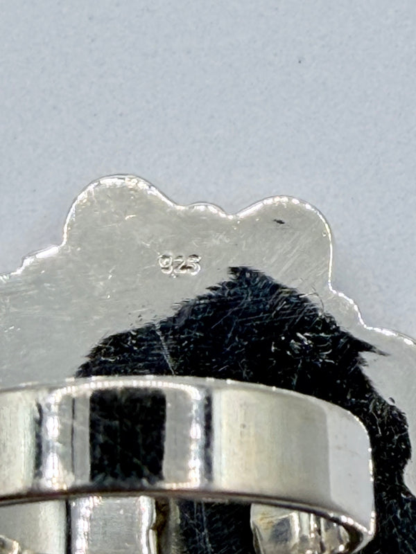 BLACK ONYX  CLUSTER SUGAR SKULL ADJUSTABLE SS RING (JR 142)