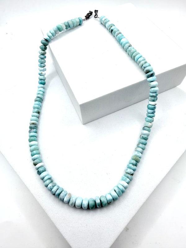 LARIMAR BEADED ADJUSTABLE NECKLACE 16-20" (MW 474)